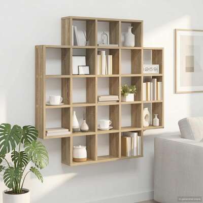 Wall Shelf 21 Compartments Sonoma Oak 100cm | EXTG