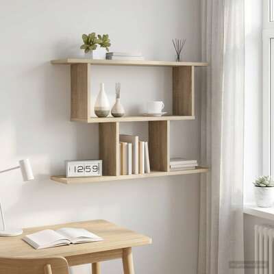 Wall Shelf Sonoma Oak 4 Compartments 80cm | EXTG