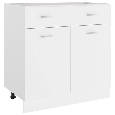 Drawer Bottom Cabinet White Engineered Wood Kitchen Storage Cupboard