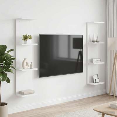 White Wall Shelves Set of 2 Engineered Wood | EXTG