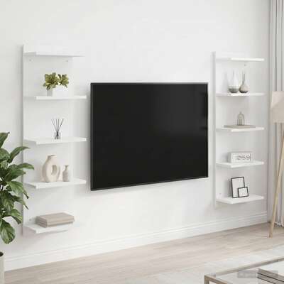 White Wall Shelves Set 2pc 100cm Engineered Wood | EXTG