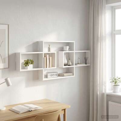 White Wall Shelf 130cm Engineered Wood | EXTG