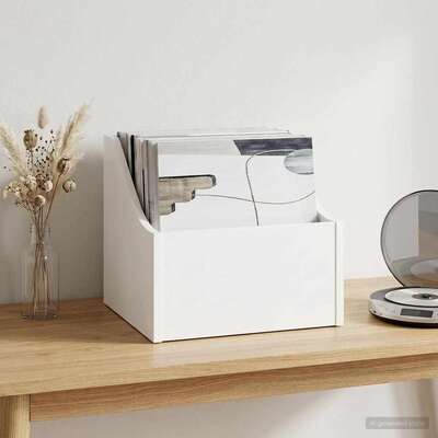 Record Box White Engineered Wood 37x33x32cm