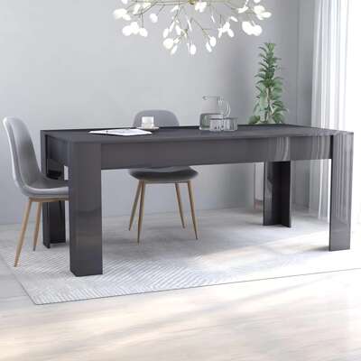 Dining Table High Gloss Grey 180x90x76 cm Chipboard
