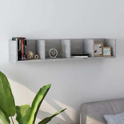 CD Wall Shelf Concrete Grey 100x18x18 cm Chipboard