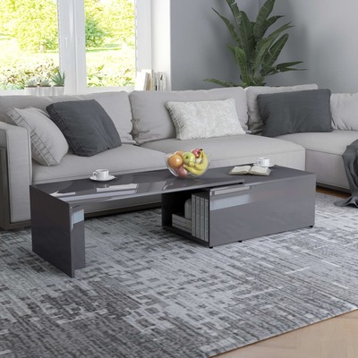 Coffee Table High Gloss Grey 150x50x35 cm Chipboard
