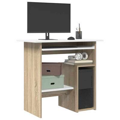 Desk White and Sonoma Oak 80x45x74 cm Chipboard
