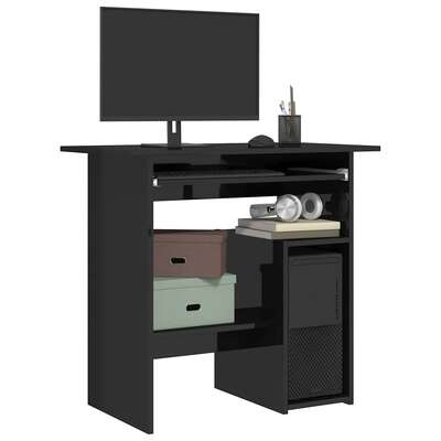 Desk High Gloss Black 80x45x74 cm Chipboard