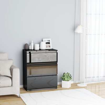 Sideboard High Golss Black 60x35x76 cm Chipboard