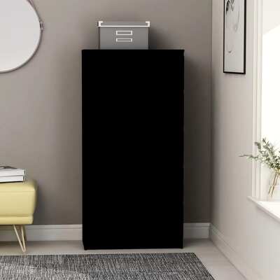 Drawer Sideboard Black 60x35x121 cm Chipboard