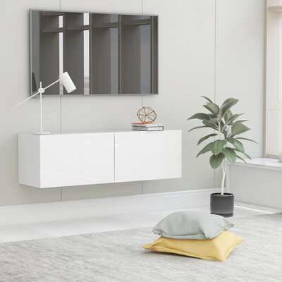 TV Cabinet High Gloss White Engineered Wood