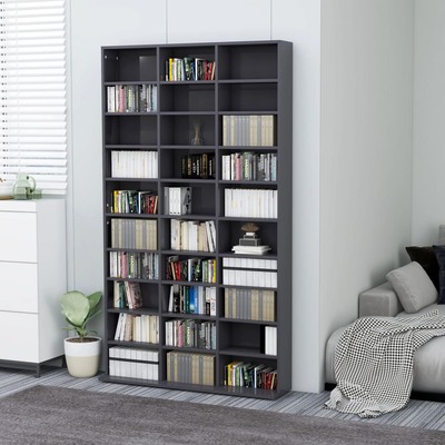 CD Cabinet High Gloss Grey 102x16x177,5 cm Chipboard