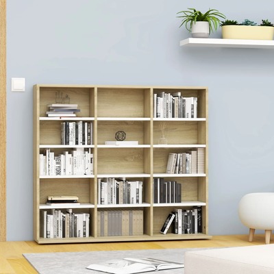 CD Cabinet White and Sonoma Oak 102x16x89,5 cm Chipboard