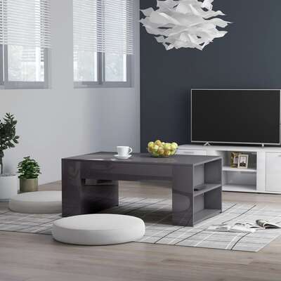 Coffee Table High Gloss Grey 100x60x42 cm Chipboard