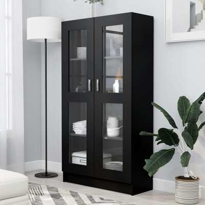 Vitrine Cabinet Black Engineered Wood