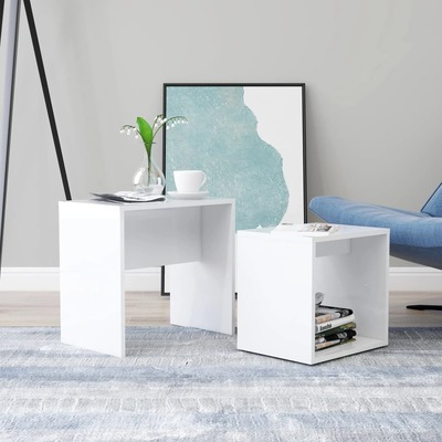 Coffee Table Set High Gloss White 48x30x45 cm Chipboard