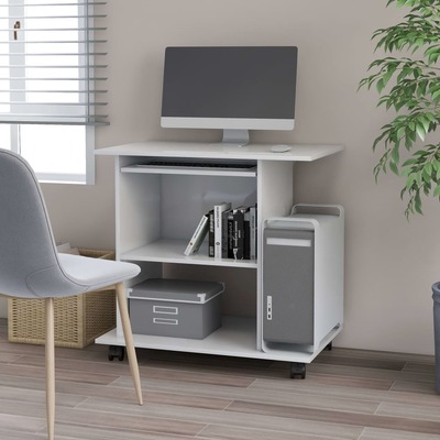 Computer Desk High Gloss White 80x50x75 cm Chipboard