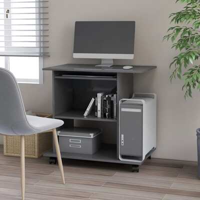 Computer Desk High Gloss Grey 80x50x75 cm Chipboard