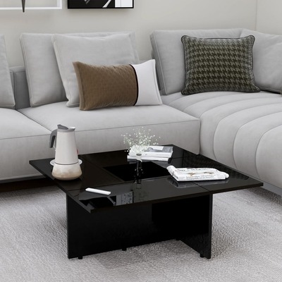 Coffee Table High Gloss Black 79.5x79.5x30 cm Chipboard