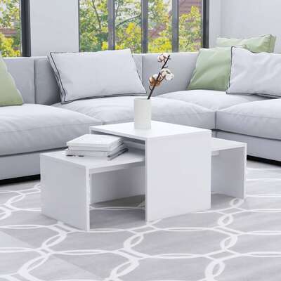 Coffee Table Set White Engineered Wood