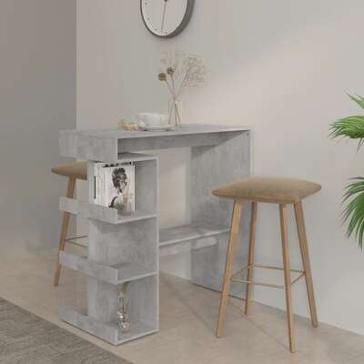 Bar Table With 3 Storage Rack Concrete Grey Chipboard