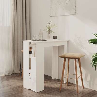Bar Table With Shelf White Chipboard