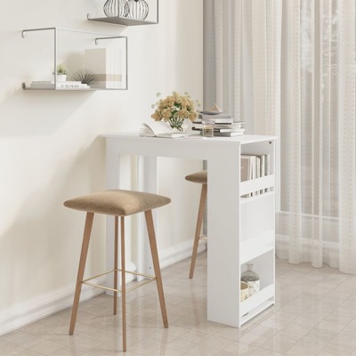 Bar Table With Storage Rack White Chipboard
