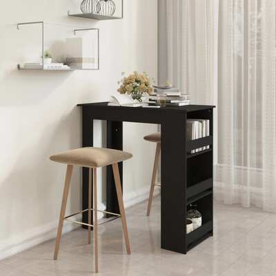 Bar Table With Storage Rack Black Chipboard