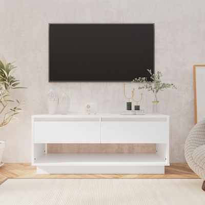 Tv Cabinet Stands 2 Drawers White Chipboard