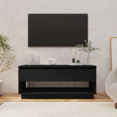 Tv Cabinet Stand Black Chipboard