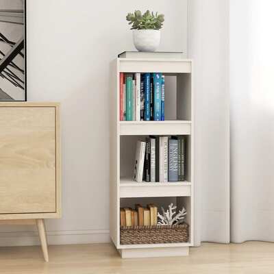Book Cabinet/Room Divider White Solid Pinewood