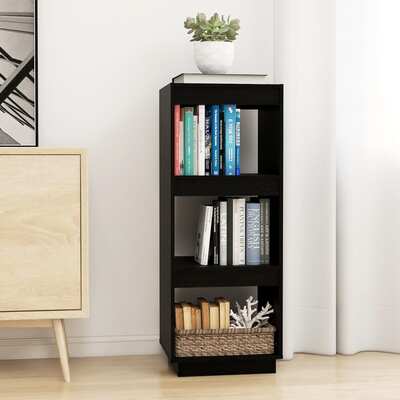 Book Cabinet/Standing Shelves Black Solid Pinewood