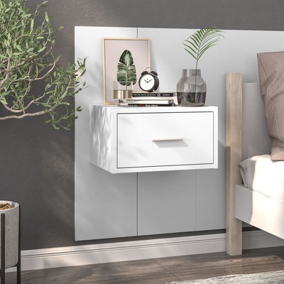 Wall Bedside Cabinet White