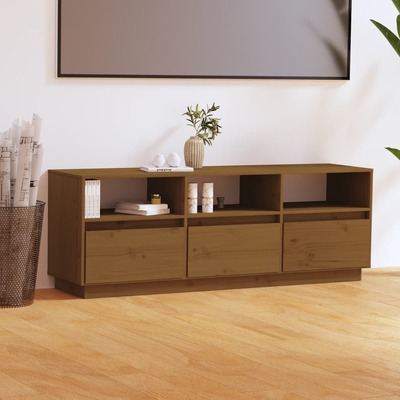 Tv Cabinet Honey Brown Solid Wood Pine