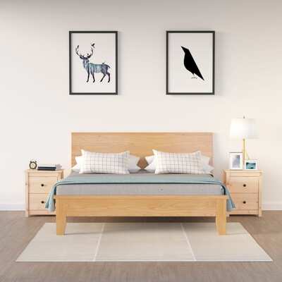 Bedside Cabinets 2 pcs  Solid Wood Pine