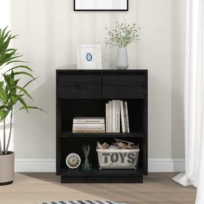 Console Cabinet Buffets Black Solid Wood Pine