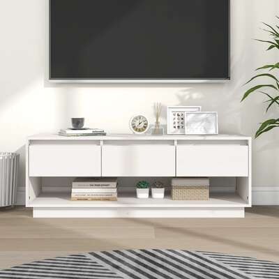 TV Stand Cabinet White Solid Wood Pine