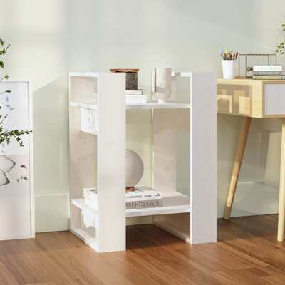 Book Cabinet/Room Divider White Solid Wood Pine