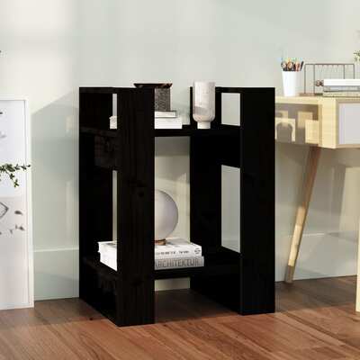 Book Cabinet/Room Divider Classic Black Solid Wood Pine
