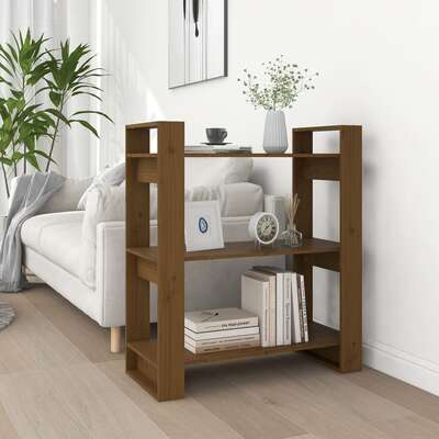 Book Cabinet/Room Divider Honey Brown Solid Wood