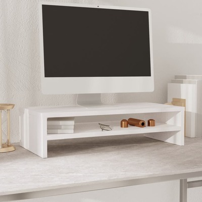Monitor Stand White Solid Wood Pine