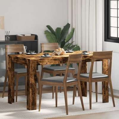 Smoked Oak Dining Table 140cm Engineered Wood | EXTG