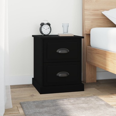 Nocturnal Elegance: Black Engineered Wood Bedside Cabinet