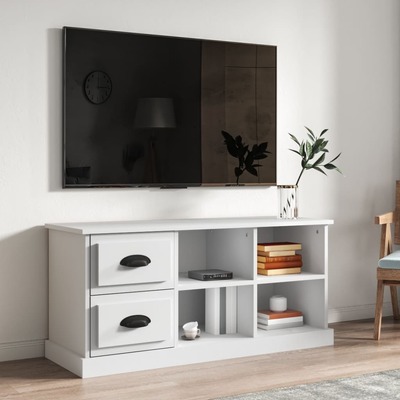 Elegant White Engineered Wood TV Cabinet