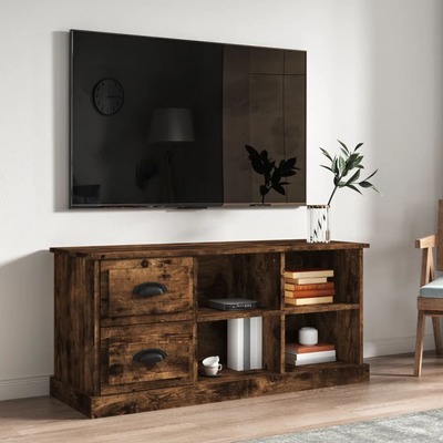Elegant Smoked Oak Engineered Wood TV Cabinet