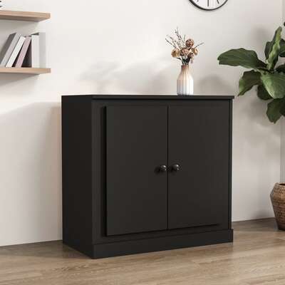 Sleek and Functional Sideboard in Black Engineered Wood