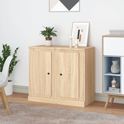 Elegant Sonoma Oak Engineered Wood Sideboard - Set of 2 | Stylish Home Furniture