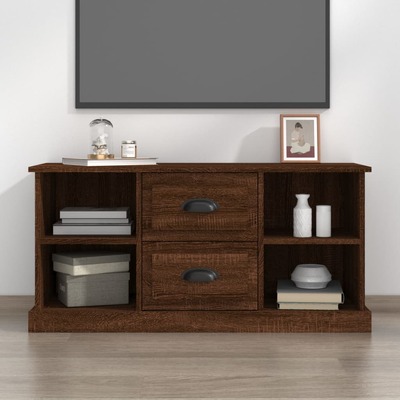 Elegantly Minimalist Brown Oak Engineered Wood TV Cabinet