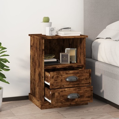 Duo of Ember Elegance: Set of 2 Smoked Oak Bedside Cabinets