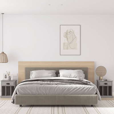 Dual Misty Oak Whispers: Set of 2 Grey Sonoma Bedside Cabinets